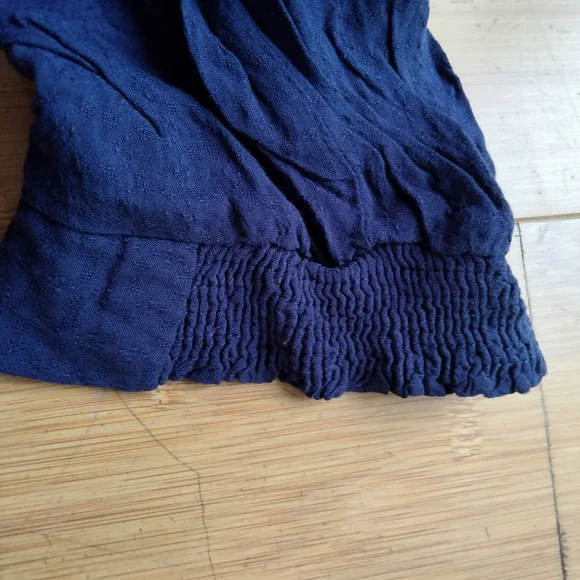 LC Waikiki Casual Embroidered Navy Boho Slit 3/4 Sleeves Blouse Women's Size M - Picture 8 of 15